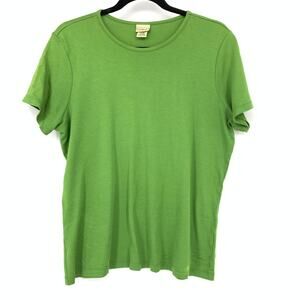 L.L. Bean Short Sleeve Crew Neck T-Shirt Womens Size Large Green Supima Cotton